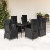 vidaXL 7-dijelni vrtni blagovaonski set s jastucima crni od poliratana | shoptok.hr