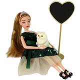  Lutka za igru Emily sa bijelom mačkom i crnom haljinom - crna | shoptok.hr