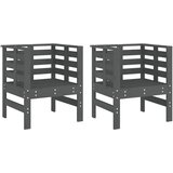  Vrtne stolice 2 kom sive 61,5 x 53 x 71 cm od masivne borovine | shoptok.hr