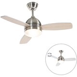 QAZQA Stropni ventilator jeklo z daljinskim upravljalnikom - Rotar Cene