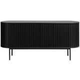 Unique Furniture Črna nizka komoda v hrastovem dekorju z drsnimi vrati 73x160 cm Siena – Cene