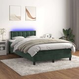  Krevet box spring s madracem LED tamnozeleni 120x200 cm baršun Cijene