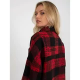 Fashionhunters Black and red checkered top shirt with inscriptions