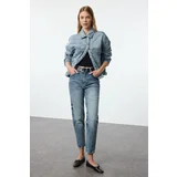 Trendyol Blue High Waist Slim Mom Jeans