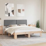 vidaXL Posteljni okvir z oblazinjenim vzglavjem Svetlo siva | Shoptok.si