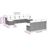  10-dijelni set vrtnih sofa poliratan s jastucima svijetlosivi | shoptok.hr