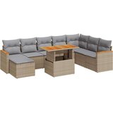 vidaXL 9-dijelni set vrtnih sofa s jastucima bež od poliratana bagrem | shoptok.hr