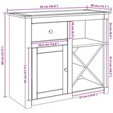 vidaXL Komoda s predalom Panama 93x40x80 cm trdna borovina | Shoptok.si