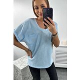 Kesi Cotton blouse with pocket blue Cene