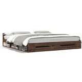 vidaXL Okvir za krevet s ladicama smeđa boja hrasta 180x200cm drveni