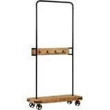  Stalak za odjeću s kotačima 90x35x190 cm drvo manga i željezo | shoptok.hr