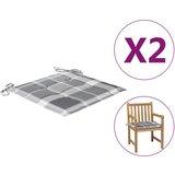vidaXL Jastuci za vrtne stolice 2 kom sivi karirani 50x50x3 cm tkanina cijene