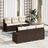 vidaXL 7-delna vrtna sofa z blazinami rjav poli ratan | Shoptok.si