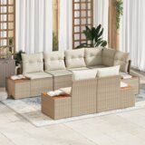 vidaXL set vrtnega kavča z blazinami bež poli ratan akacija | Shoptok.si