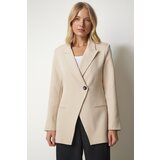  Women's Cream Double Breasted Collar One-Button Blazer Jacket | shoptok.hr