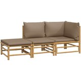  Sedežna garnitura 3-delna s taupe blazinami bambus | Shoptok.si