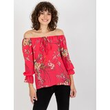 Fashion Hunters Lady's blouse with flowers - coral Cene