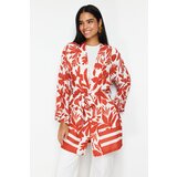 Trendyol Red Floral Patterned Tie Detailed Pocket Kimono & Kaftan cene