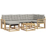 vidaXL Zunanja garnitura za sedenje 7 pcs Bela in svetlo siva, (5000280728) | Shoptok.si