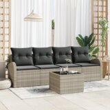 vidaXL 5-dijelni vrtni set sofe sa jastucima svjetlosivi poli ratan, 2-sjedalo vrtne sofe sa skladištem i jastučićima svjetlosivi poli ratan | shoptok.hr