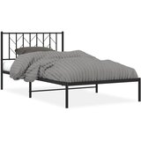 vidaXL Kovinski posteljni okvir z vzglavjem črn 107x203 cm, (20952029) | Shoptok.si