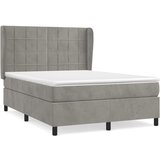 The Living Store Box spring postelja z vzmetnico svetlo siva 140x200 cm žamet - Box Spring Postelja, (21492759) | Shoptok.si