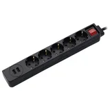 Crna-Hama Naponska zaštita distributer sa 5 utičnica i 2 USB porta