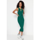 Trendyol Emerald Green With a Belt, Midi Knitwear Dress Cene