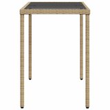  Vrtni stol sa staklenom pločom bež 115x54x74 cm od poliratana | shoptok.hr