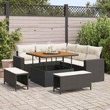  Sjedeća garnitura za vrt 9 kom. 6-Broj sjedala Crna i Krema 212.5 x 212.5 x 85 cm | shoptok.hr