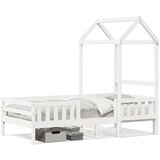 Maison Chic Posteljni okvir - Enojna postelja - Postelja za odrasle s streho bel 75x190 cm trdna borovina, (21697445) Cene