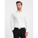 Ombre Classic men's cotton SLIM FIT shirt with anchors - white Cijene