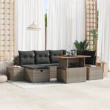 vidaXL 7-delni vrtni kavč set z blazinami siva poli ratan akacija | Shoptok.si