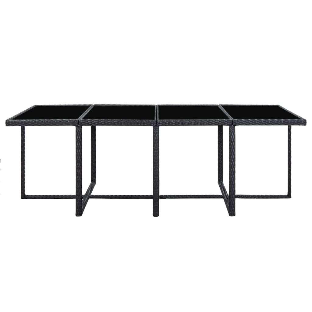  Vrtna garnitura - 13-dijelni vrtni blagovaonski set od poliratana s jastucima crni - Crna Dužina stola 225 cm 12x fotelja + stol | shoptok.hr