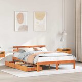 Maison Chic Posteljni okvir - Dvoposteljna postelja - Zakonska postelja s predali voščeno rjav 120x200 cm borovina, (21693427) | Shoptok.si