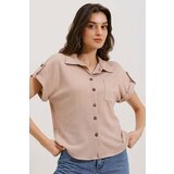 Bigdart 20187 Short Sleeve Oversize Knitted Shirt - Biscuit Cene
