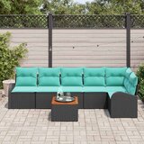  Sjedeća garnitura za vrt 7 kom. Crna i Tirkizna poliratan 289 x 124 x 69 cm | Shoptok.si