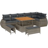  Set od 9 komada vrtnih kauča s jastučićima siva poli rattan akacija set od 3 komada vrtne trpeze s jastučićima siva poli rattan | shoptok.hr