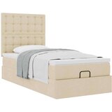 vidaXL Otomanski posteljni okvir z vzmetnico krem 80x200 cm blago, (21610431) | Shoptok.si