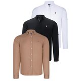 Dewberry TRIPLE SET G674 MENS SHIRT-BLACK-WHITE-CAMEL Cijene