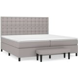  Box spring postelja z vzmetnico svetlo siva 200x200 cm blago, (20851643) | Shoptok.si