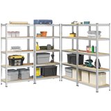 vidaXL Trpežen regal 5-nadstropni 4 kosa srebrno jeklo in inž. les | Shoptok.si