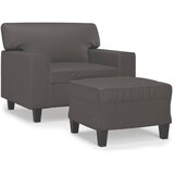 vidaXL Fotelj s stolčkom za noge siv 60 cm umetno usnje, (20910182) | Shoptok.si