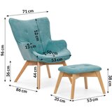 Ropez Turkizen fotelj z naslonjalom za noge iz rebrastega žameta Niko – | Shoptok.si