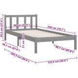  Okvir za krevet od masivne borovine sivi 90 x 200 cm | shoptok.hr