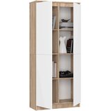 AKORD Regal, 2 Vrata In 8 Polic, Hrast Sonoma/Bela, (5000332553) | Shoptok.si