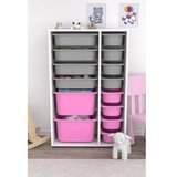 Hanah home Višenamjenska komoda Rine 2D4K8U, 69,5 x109 x30 cm, Bijelo-sivo-roza | Eponuda.ba