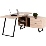 MID.YOU kotna pisalna miza kovina, leseni material črna, barve hrasta | Shoptok.si