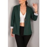 armonika Women's Emerald Striped One-Button Jacket Cene
