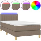  box spring s madracem LED smeđesivi 100x200 cm tkanina | shoptok.hr